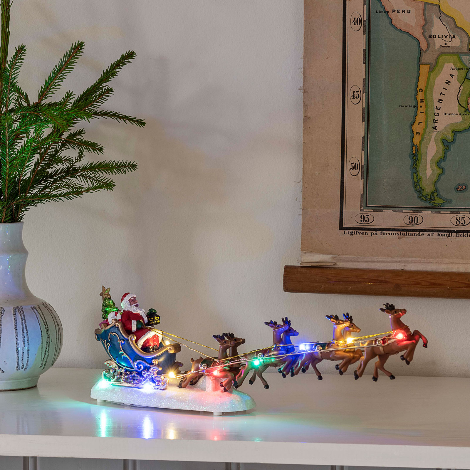 LED tafereel Kerstman in arrenslee