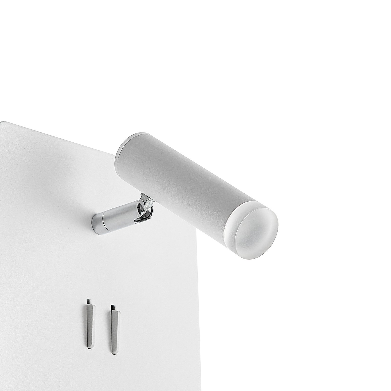 Lucande LED wall spotlight Zavi, white, plug, shelf, USB
