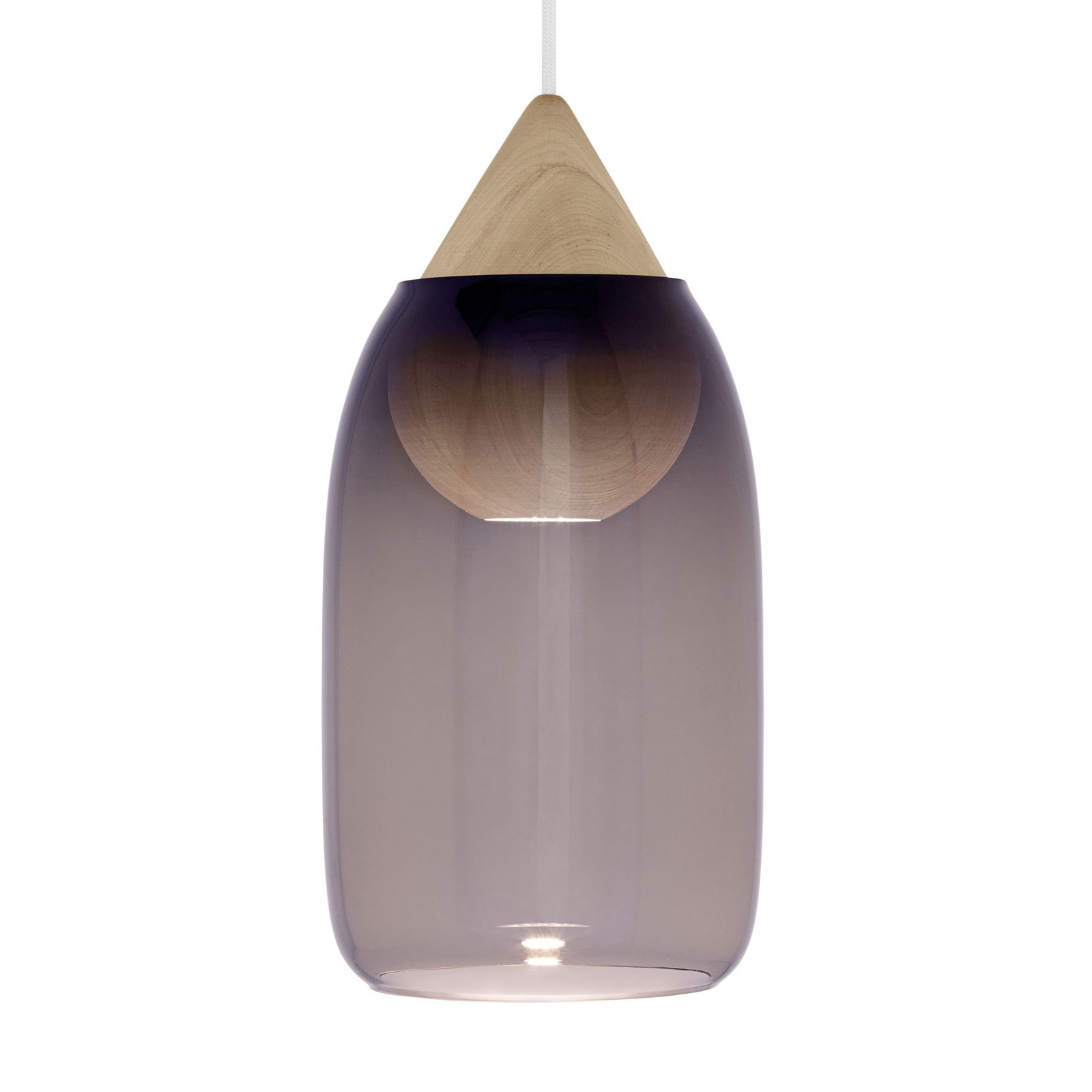 Mater Liuku Drop hængelampe natur træ, violet glas