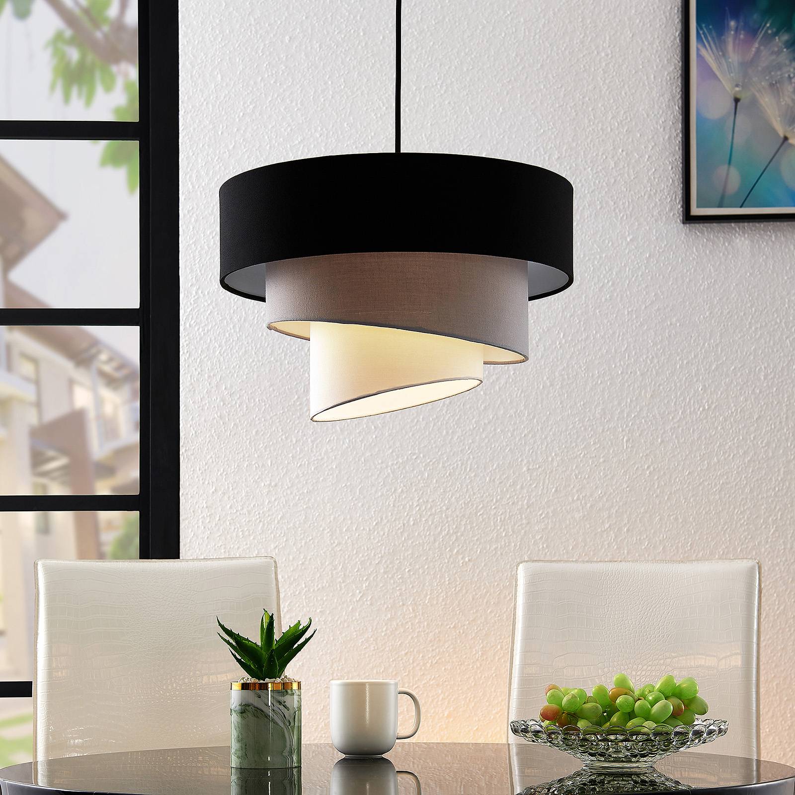 Lindby Coria lampa wisząca, czarna i szara