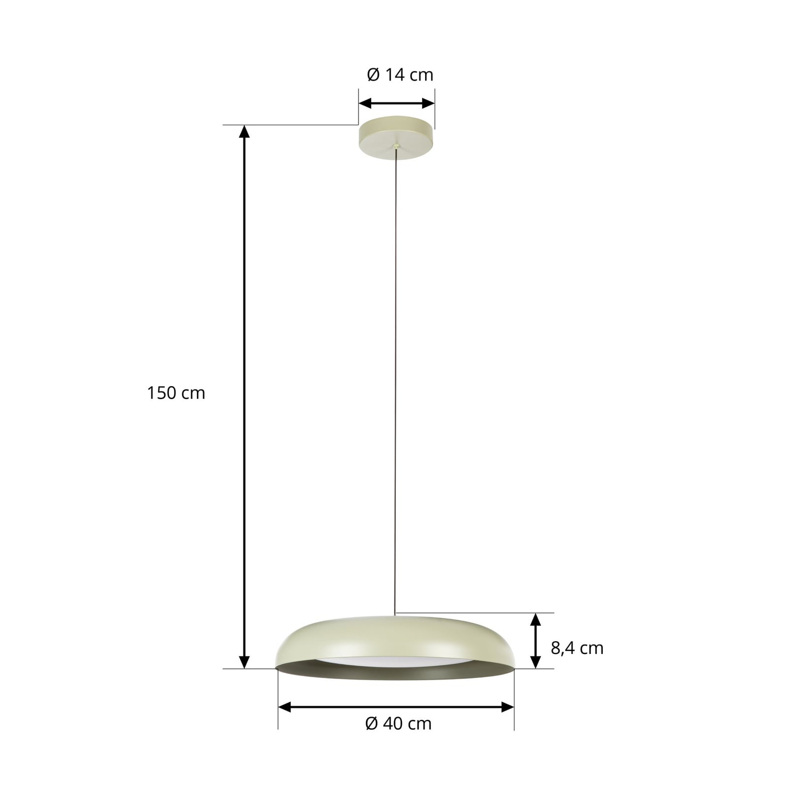 Florie LED-hængelampe, grøn, metal, Ø 40 cm – Lindby