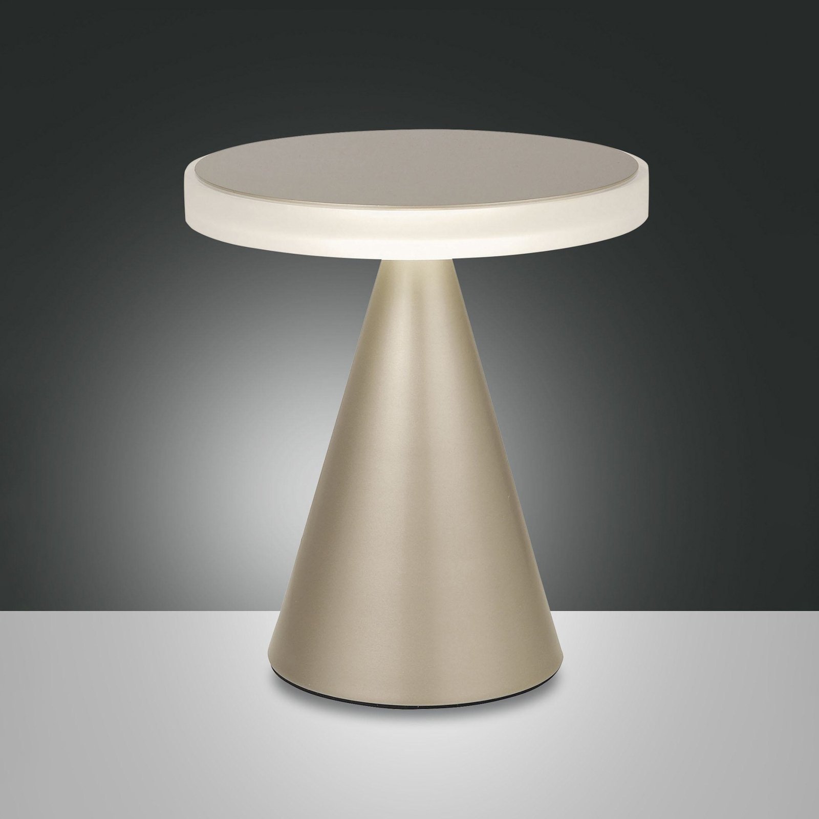 Candeeiro de mesa Neutra LED, altura 27 cm, dourado mate, regulador de