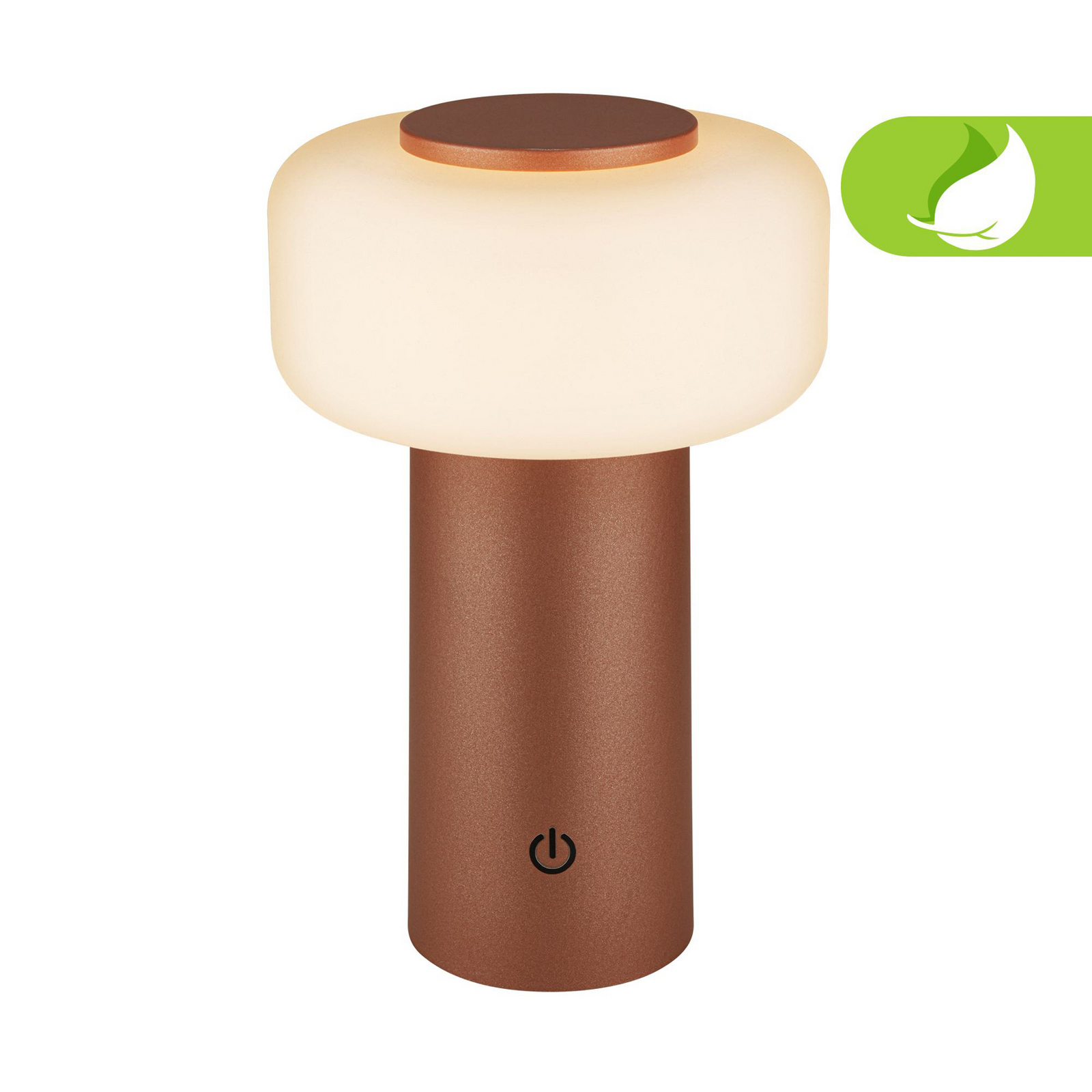 Juna LED rechargeable table lamp, brown, IP44, dimmable, 20 cm