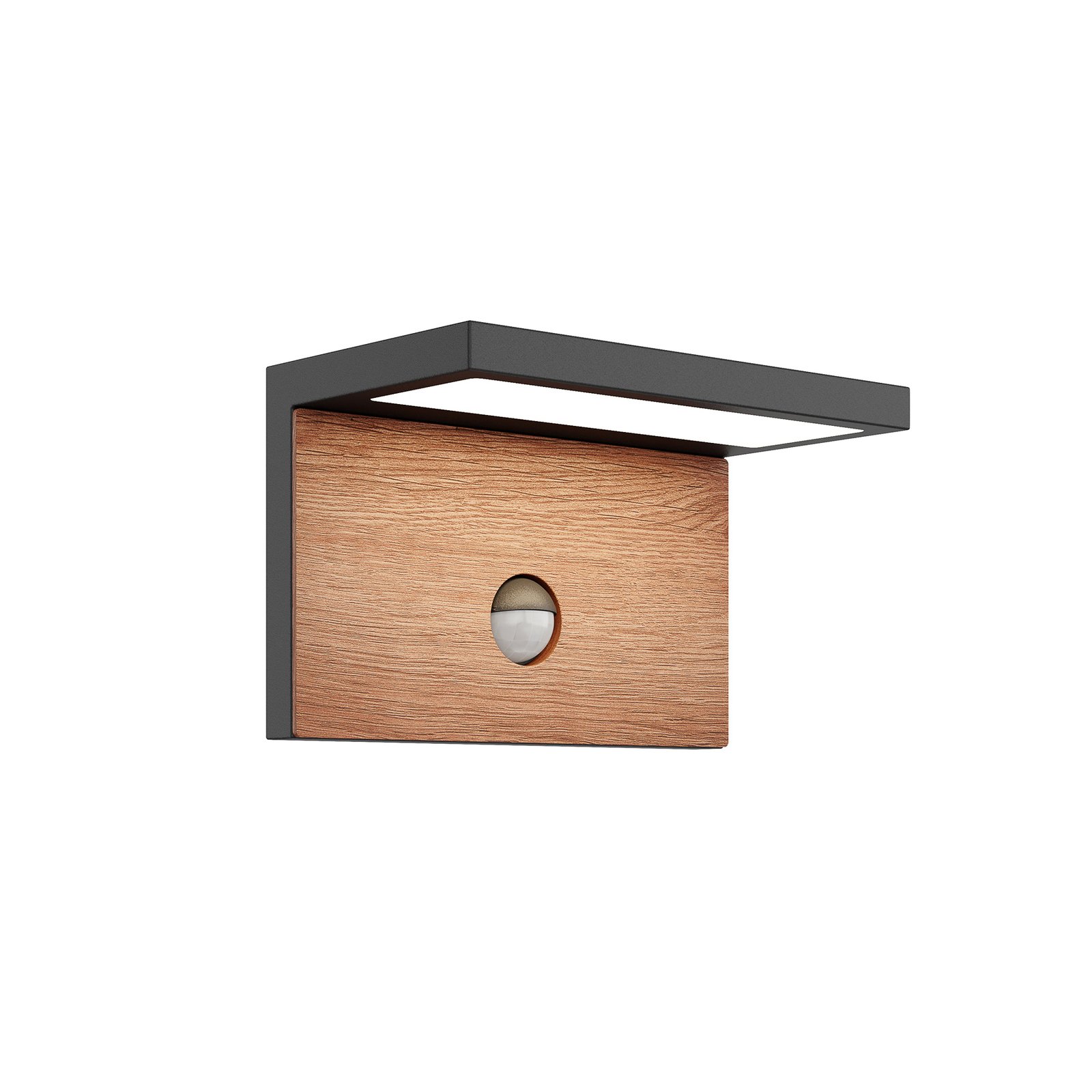 Lignus Utomhus Vägglampa w/Sensor Dark Grey/Wood - Lucande