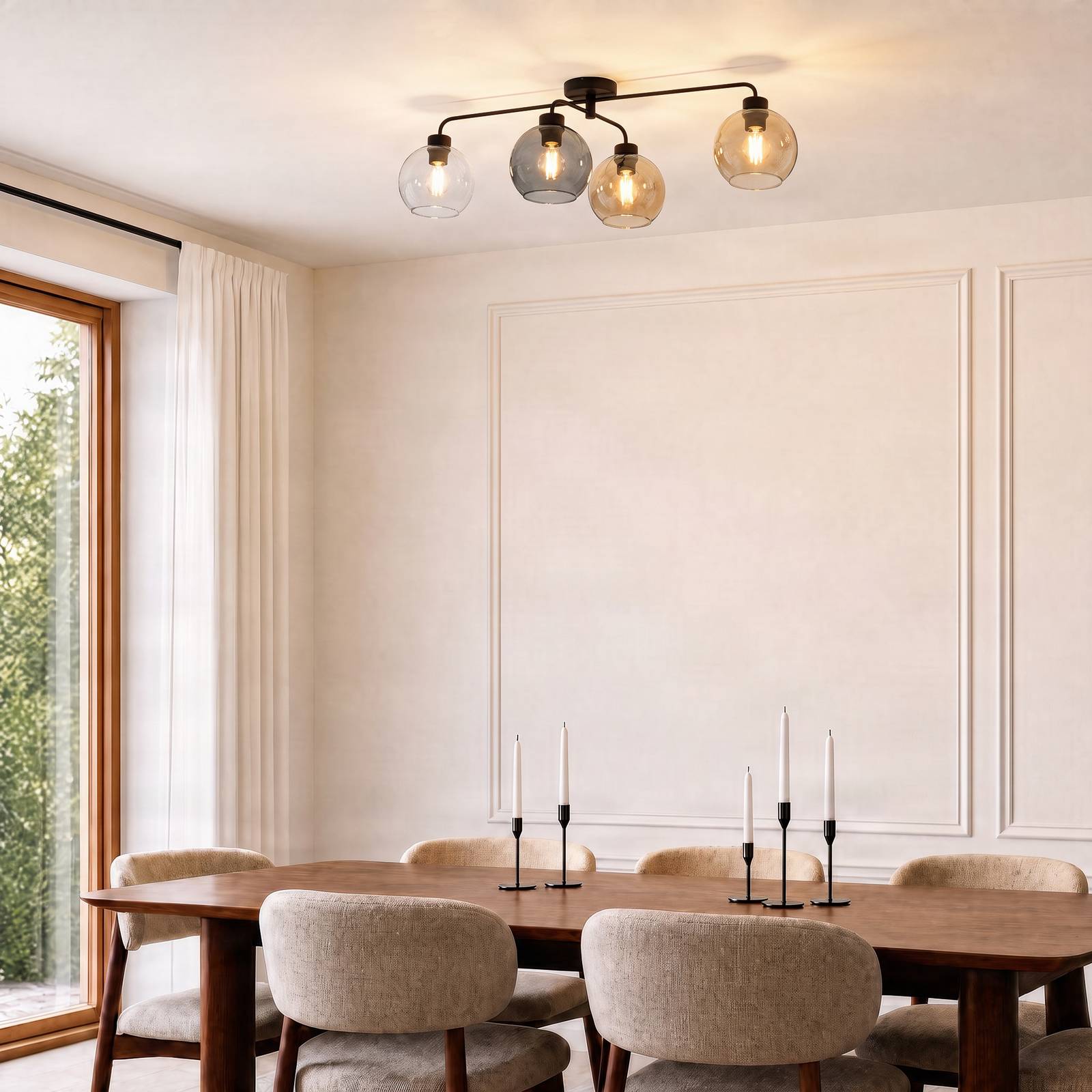 TK Lighting Plafondlamp Cubus 4-lamps helder/amber/grijs