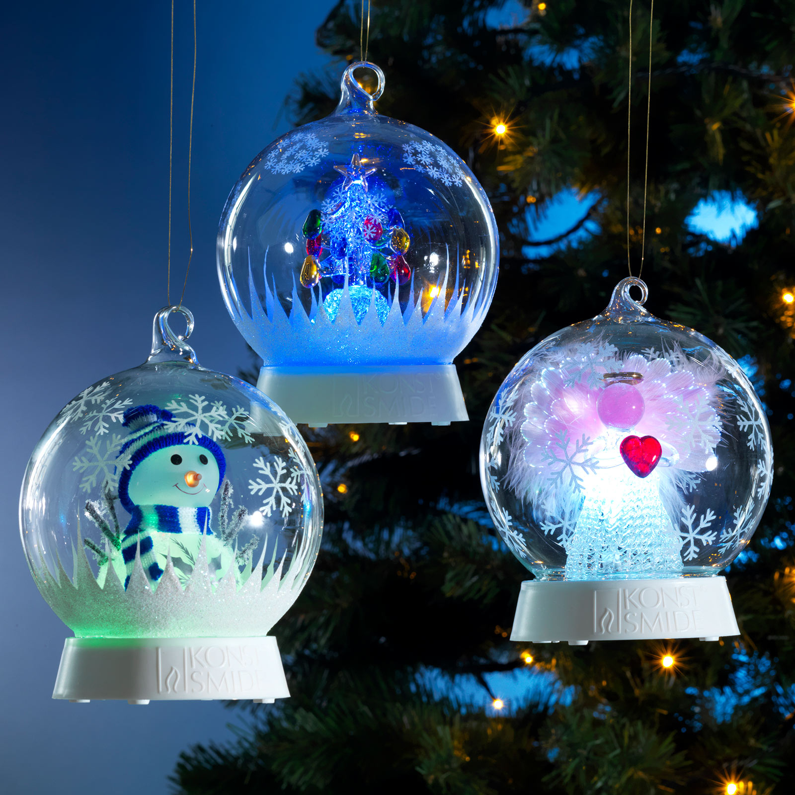 Boneco de neve de bola de vidro com luz decorativa LED