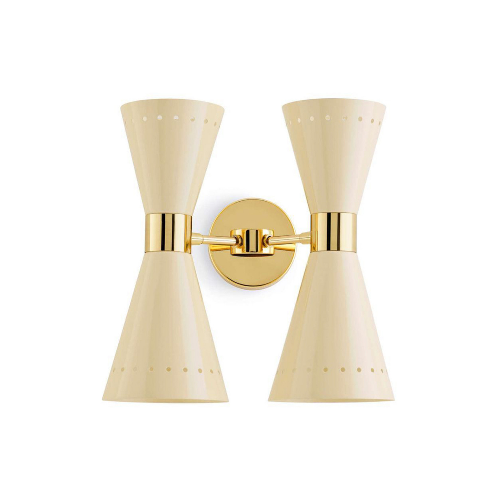 Aplică de perete Stilnovo Megafono culoarea fildeșului 33 cm 4 becuri. - Camera de zi / sufragerie - design - culoarea fildeșului culoarea aurului - Metal