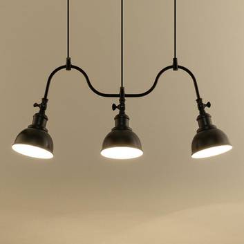 Smak pendant lamp made of black steel, three-bulb