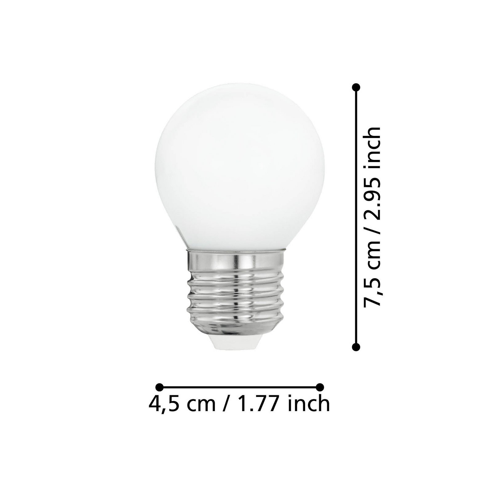 Bombilla LED E27 G45 4W, blanco cálido, opalina