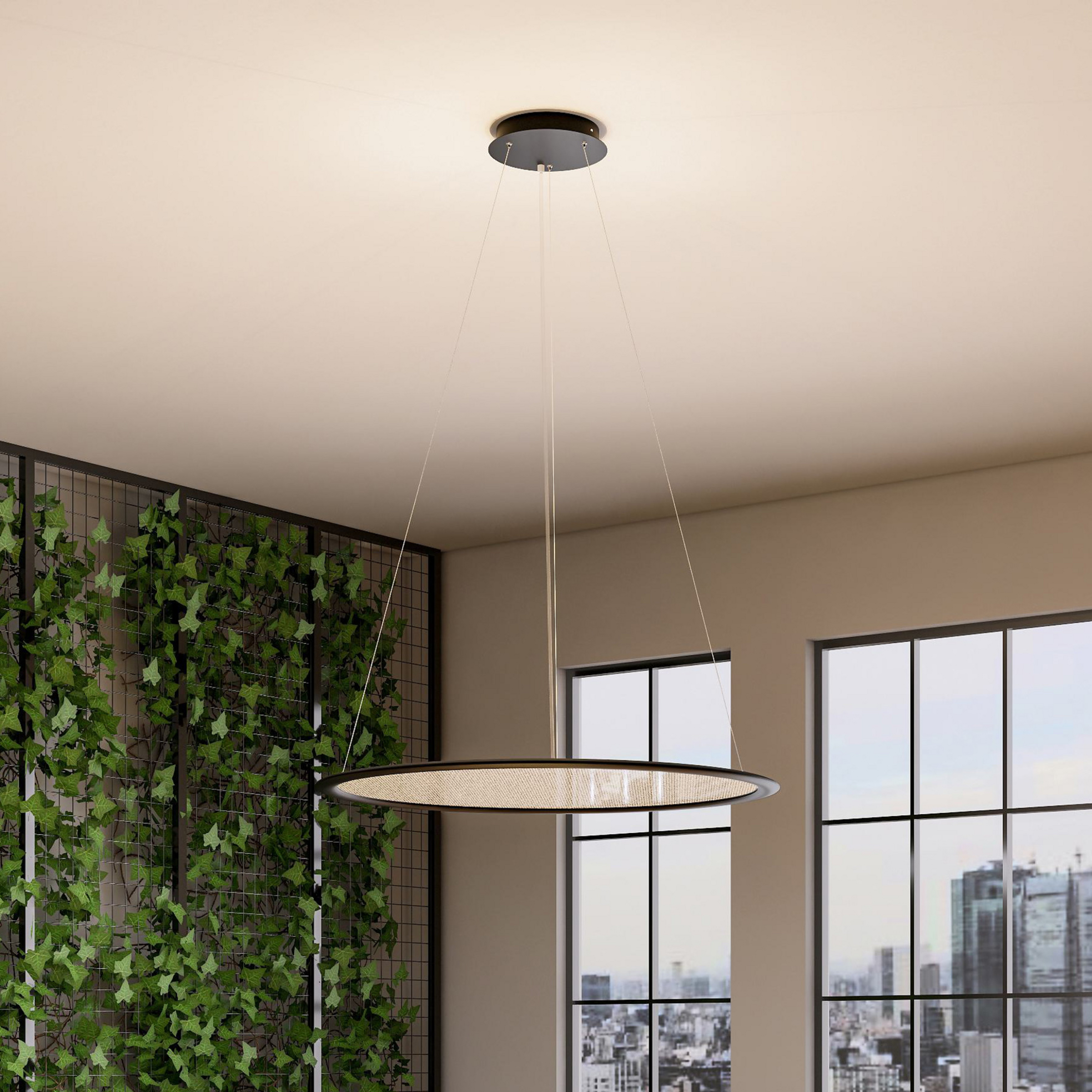 LED-Hängelampe PANEL, schwarz, Ø 63 cm, Metall, CCT dim 50 W