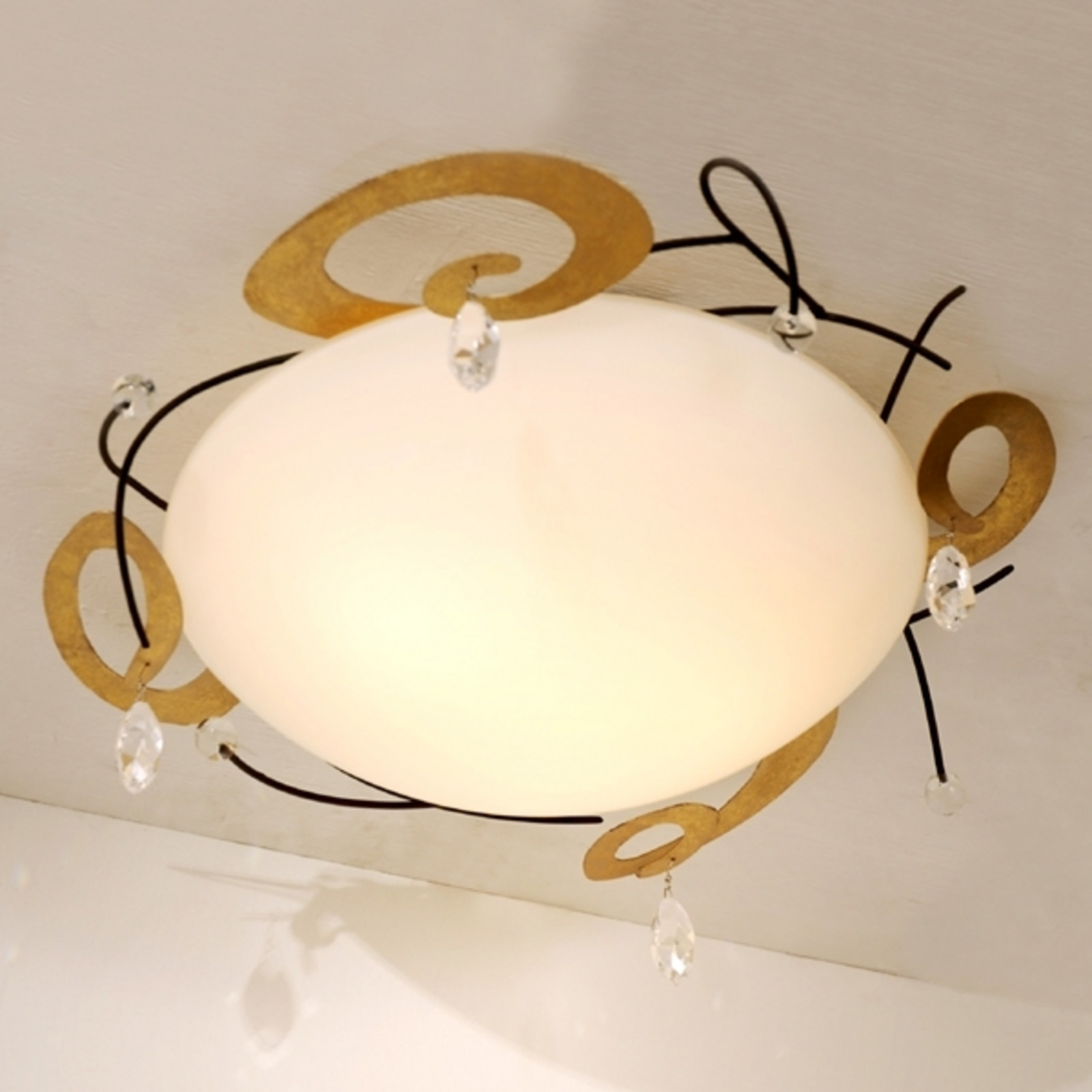 Plafonieră Casino rotundă decor auriu