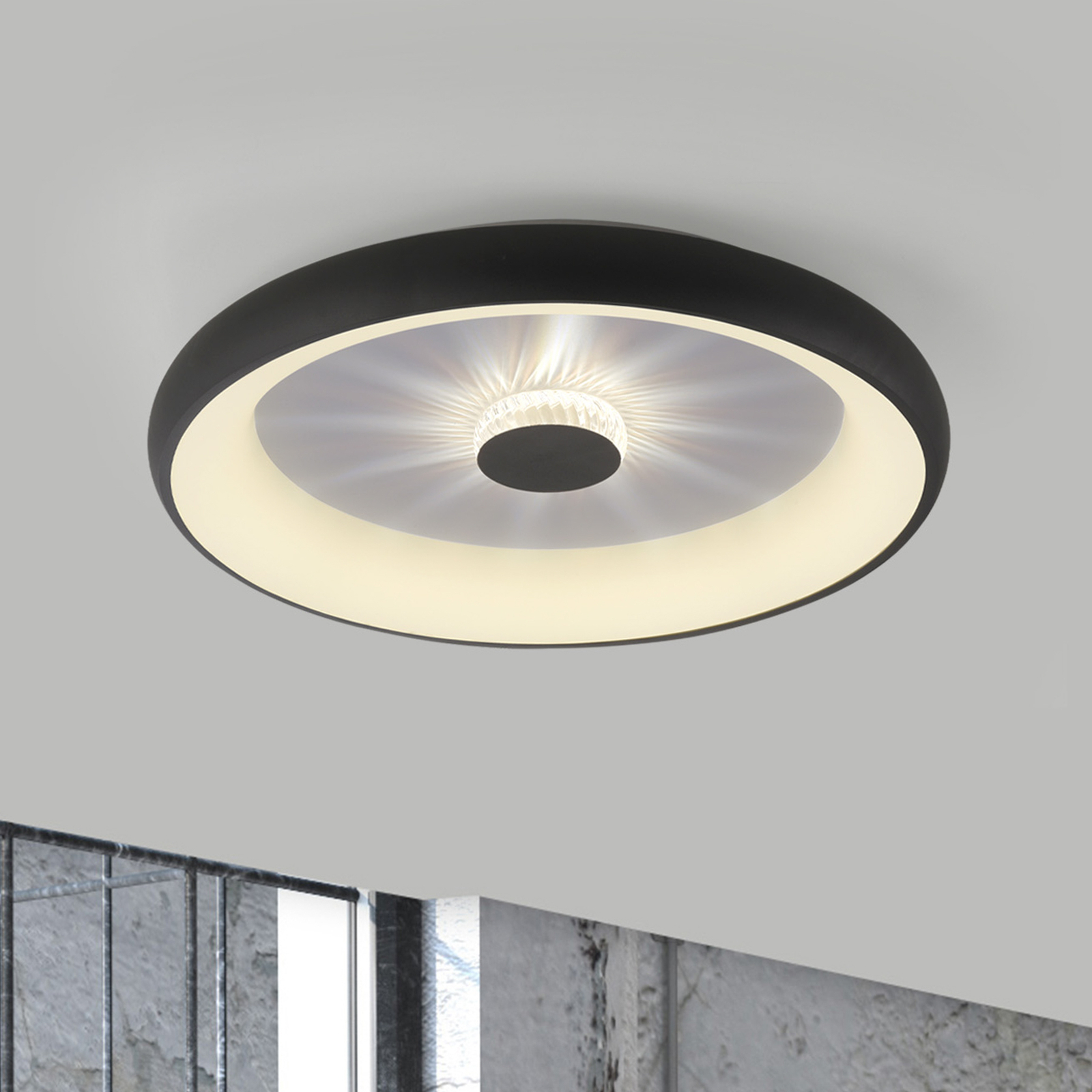 Plafonnier LED Vertigo, CCT, Ø 61,5 cm, noir