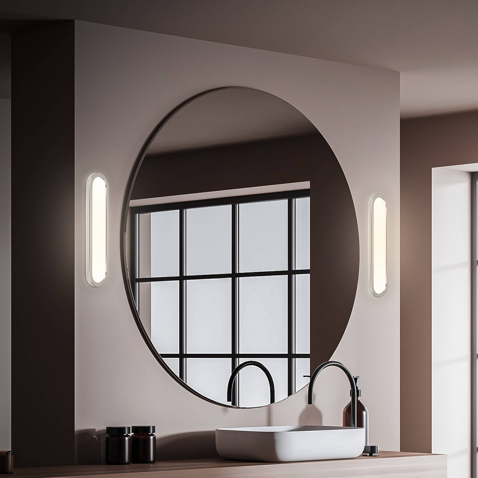LED-Bad-Wandlampe Pil, chromfarben, Breite 35 cm, Kunststoff günstig online kaufen