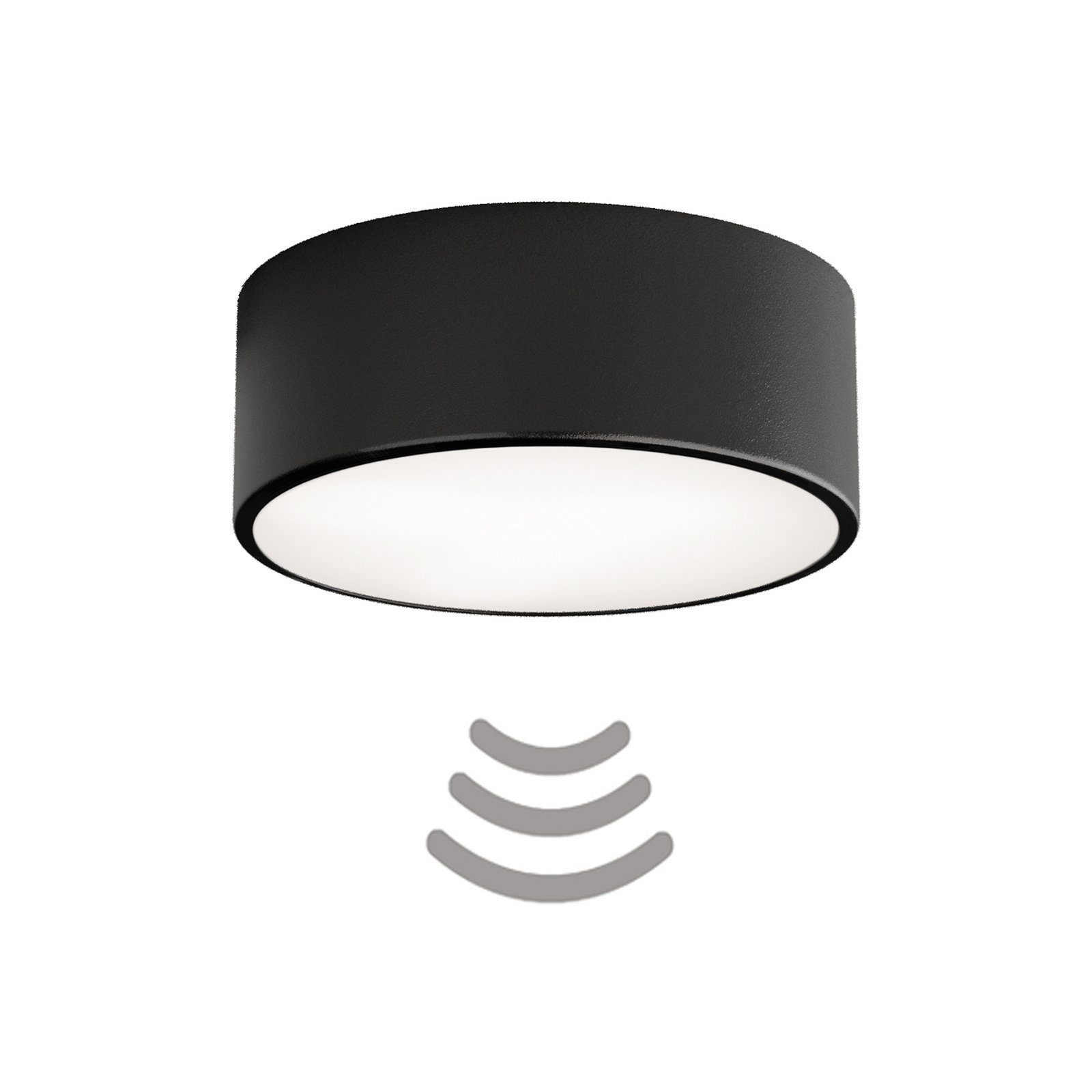 Deckenlampe Cleo 200, schwarz, Sensor, IP20, Ø 20 cm, E27