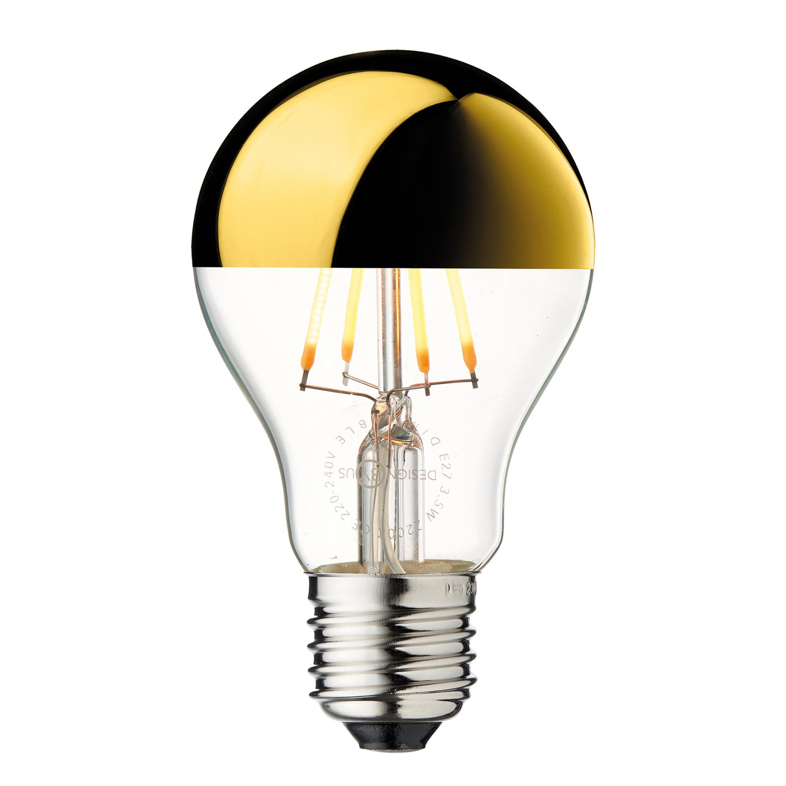 Kopspiegellamp Arbitrair E27 goud 3,5W 2700K dimbaar