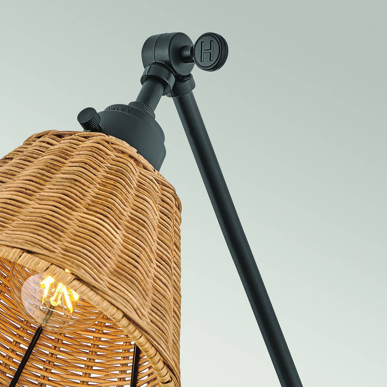 Kinkiet Arti, czarny/naturalny, rattan, stal