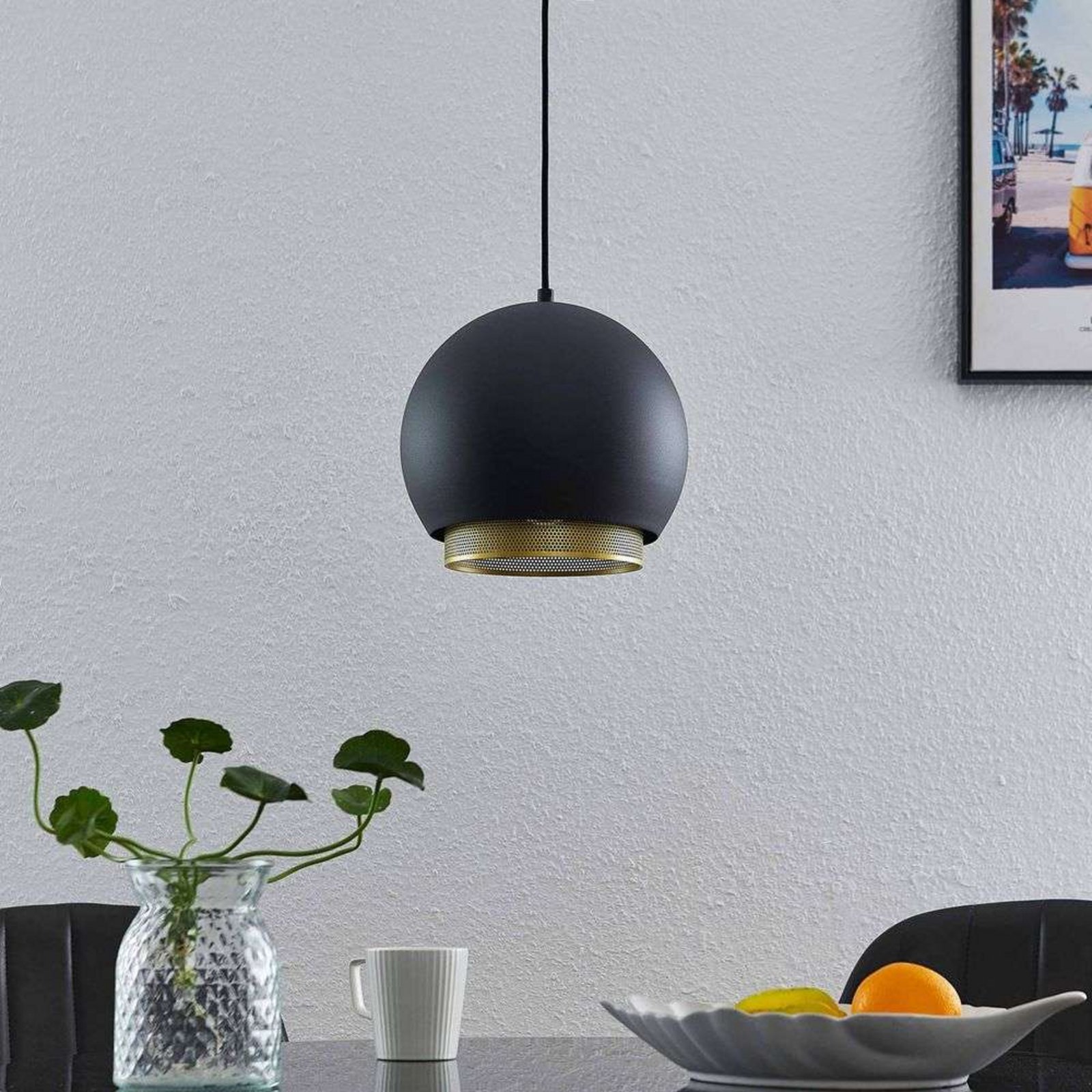 Sivaniel Lustră Pendul Ø25 Black/Gold - Lucande