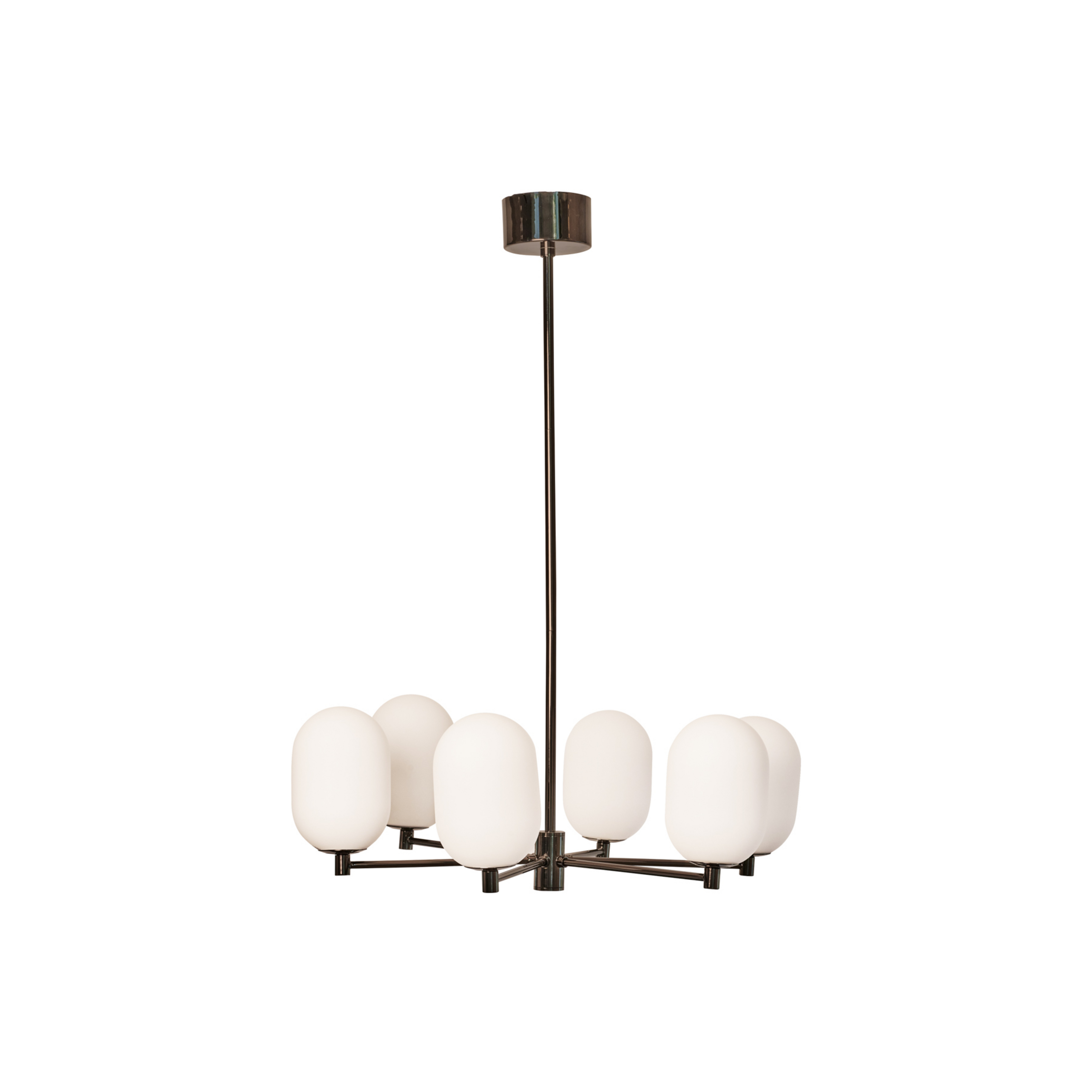 Noor Hängeleuchte opal/schwarz, Glas, 6-flg. - Watt & Veke