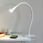 Lindby lampe à pince LED Baris, blanc, hauteur 44 cm, 3000K