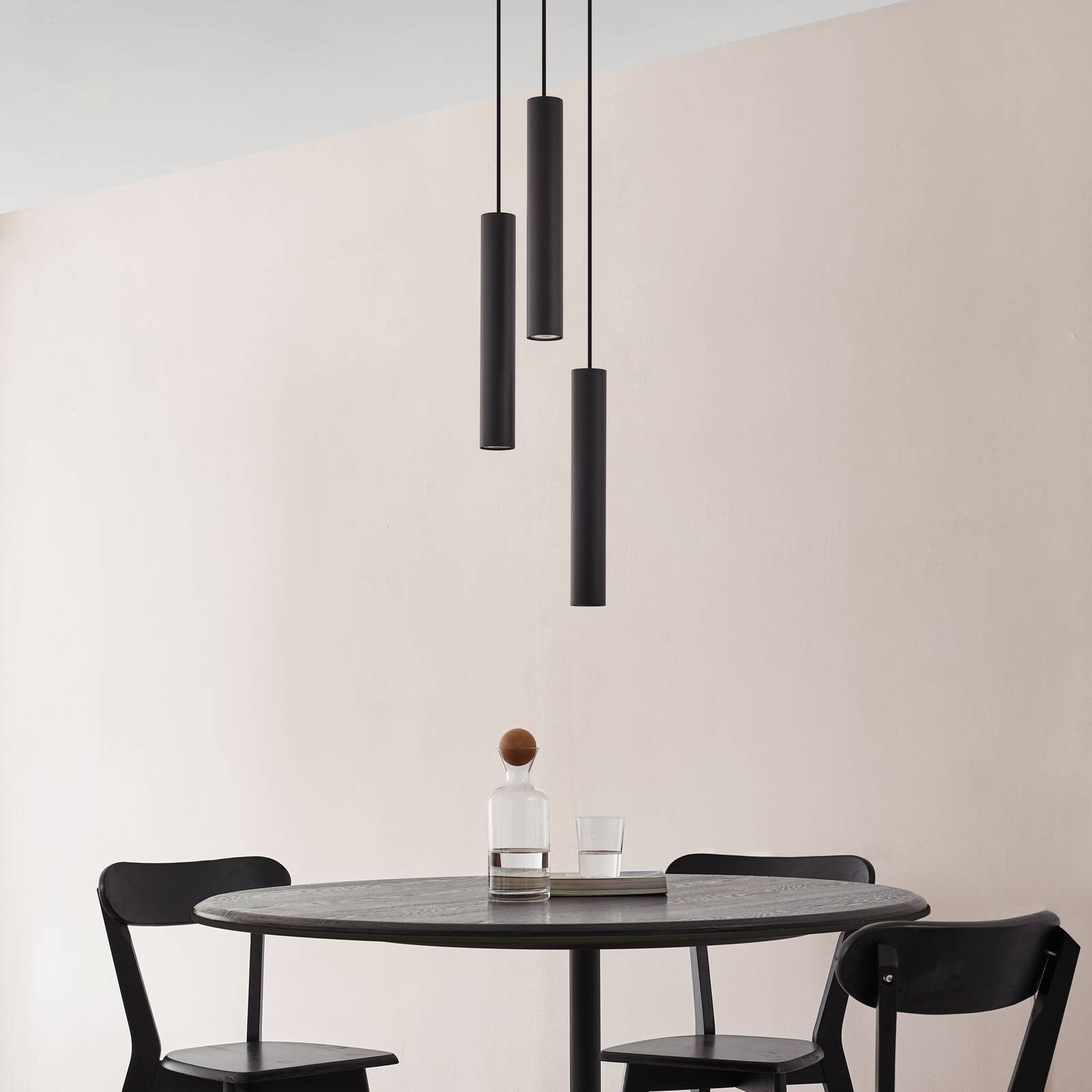 Lampa wisząca Lindby Joffrey, Ø 24 cm, czarna, 3-punktowa, GU10