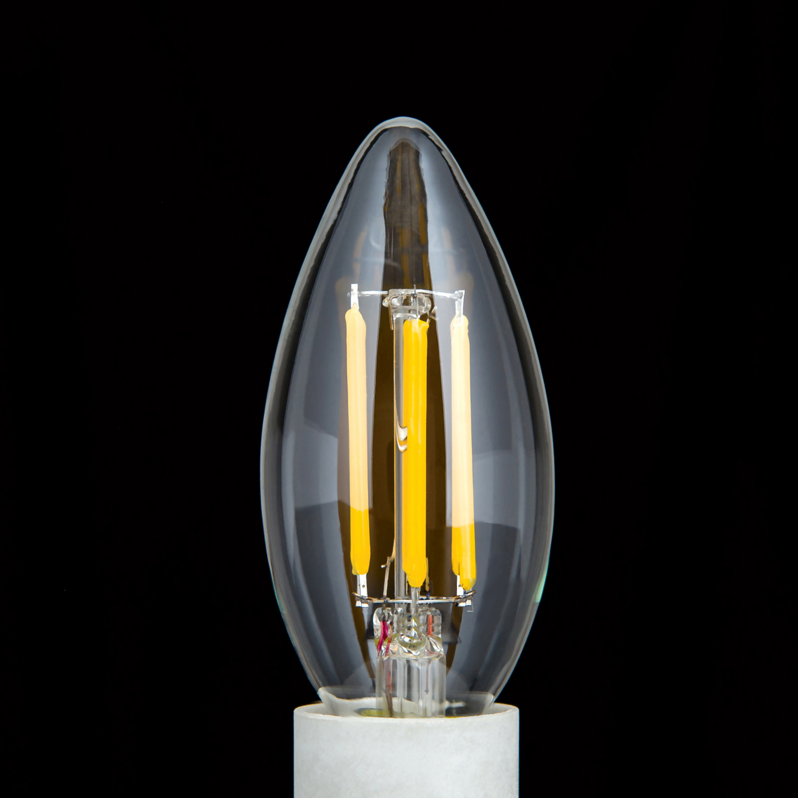 Vela LED E14 5W filamento transparente 827 dim