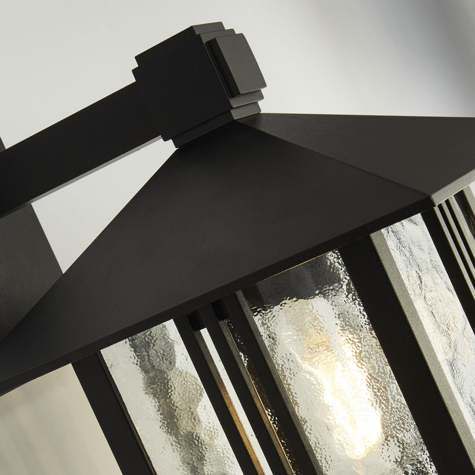 Applique da esterno Venice, nera, altezza 36 cm, metallo/vetro