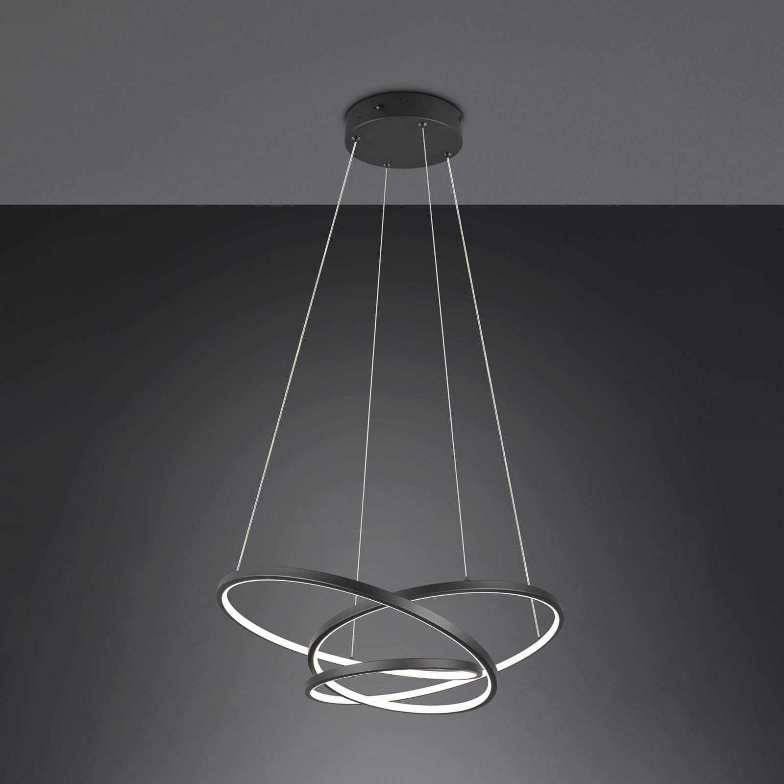 Suspension LED Darvin longueur 64 cm noir mat métal CCT