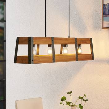 Lindby Gudula hængelampe med træskærm