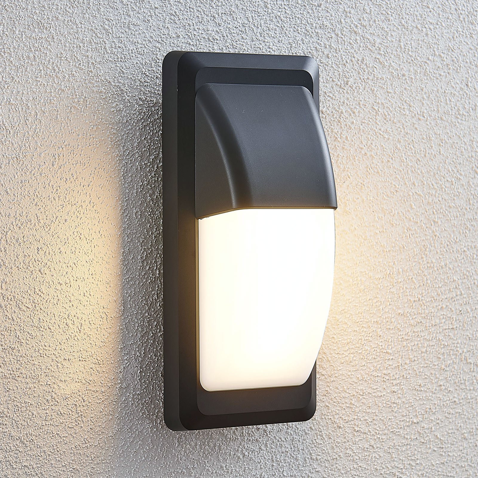 Lindby Nikan LED outdoor wall light, IP65, dark grey, polycarbonate, ABS, 10.5 W, energy efficiency: A+, W: 11 cm, H: 23 cm