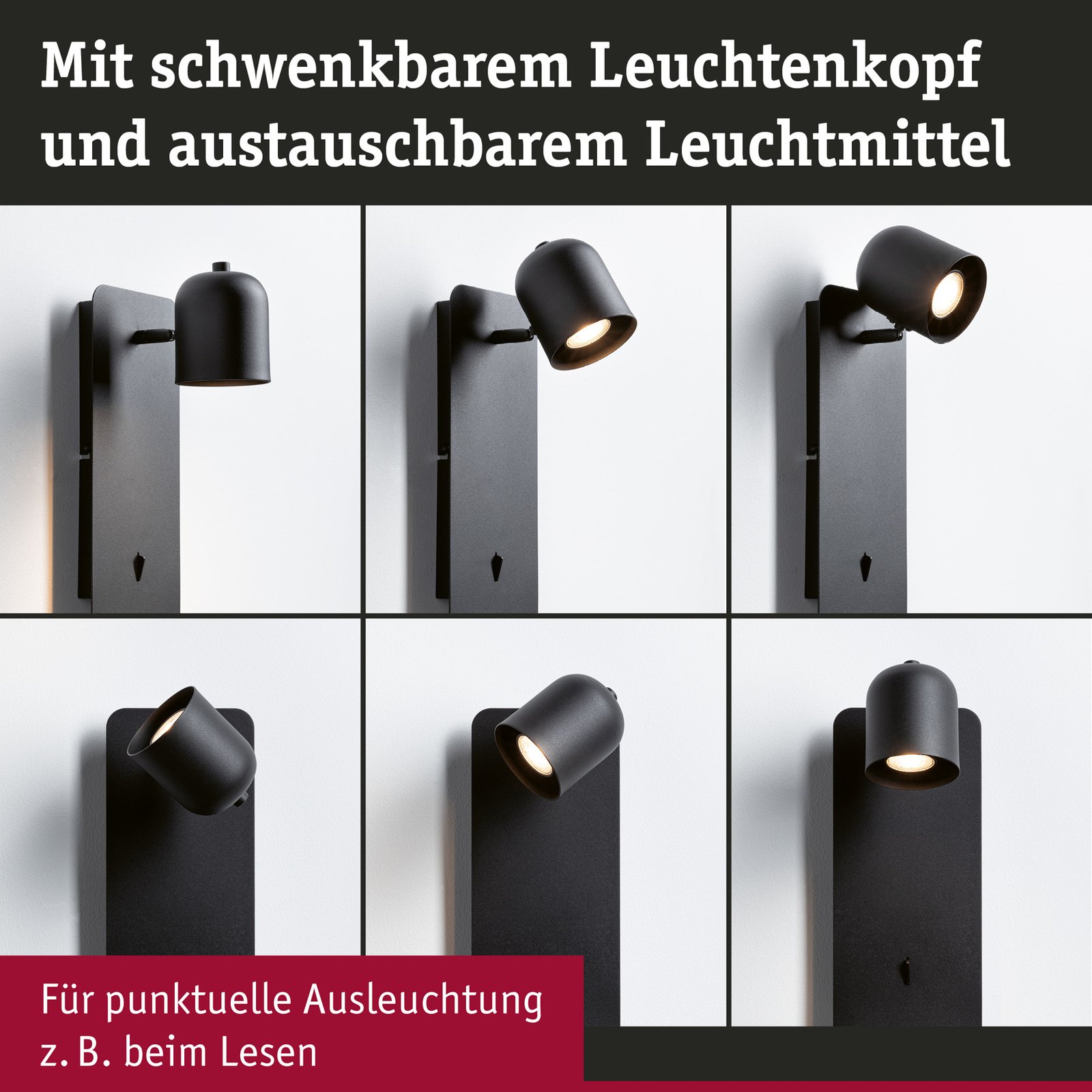 Malena LED Applique Murale USB C Matt Noir - Paulmann