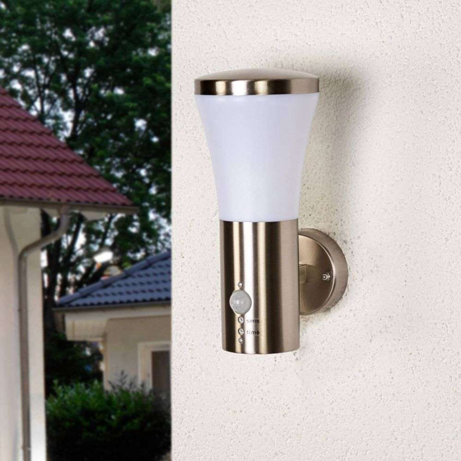Sumea LED Vonkajšie Nástenné Svietidlo w/Sensor Stainless Steel/White - Lindby