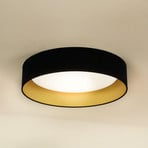 LED griestu gaismeklis Plafond, samts, melns/zelts, Ø 45 cm, 3 pakāpju