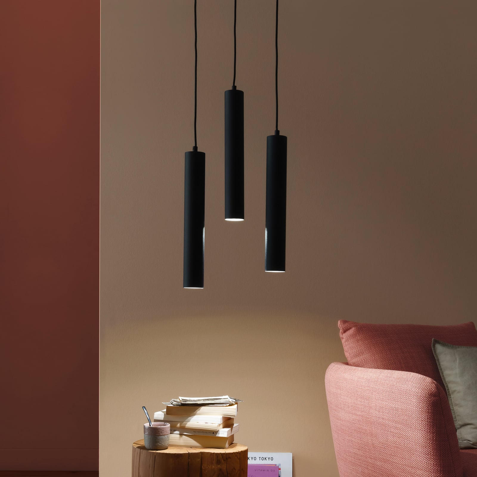 LED viseća svjetiljka DANTE, crna, 3 x GU10, duljina 90 cm, metal