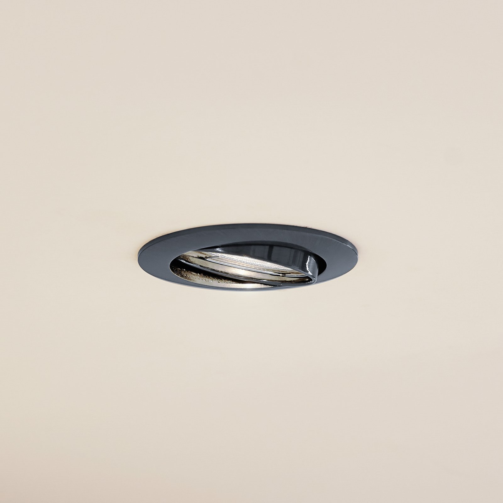 Prios recessed ceiling light Fibur, dark grey, aluminium, Ø 8.2 cm