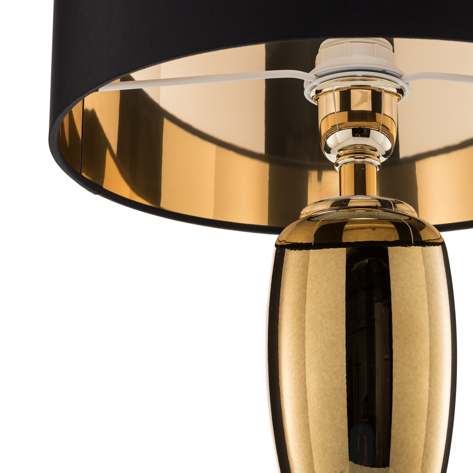 Mostra Ogiva - lampada da tavolo in tessuto nero e oro