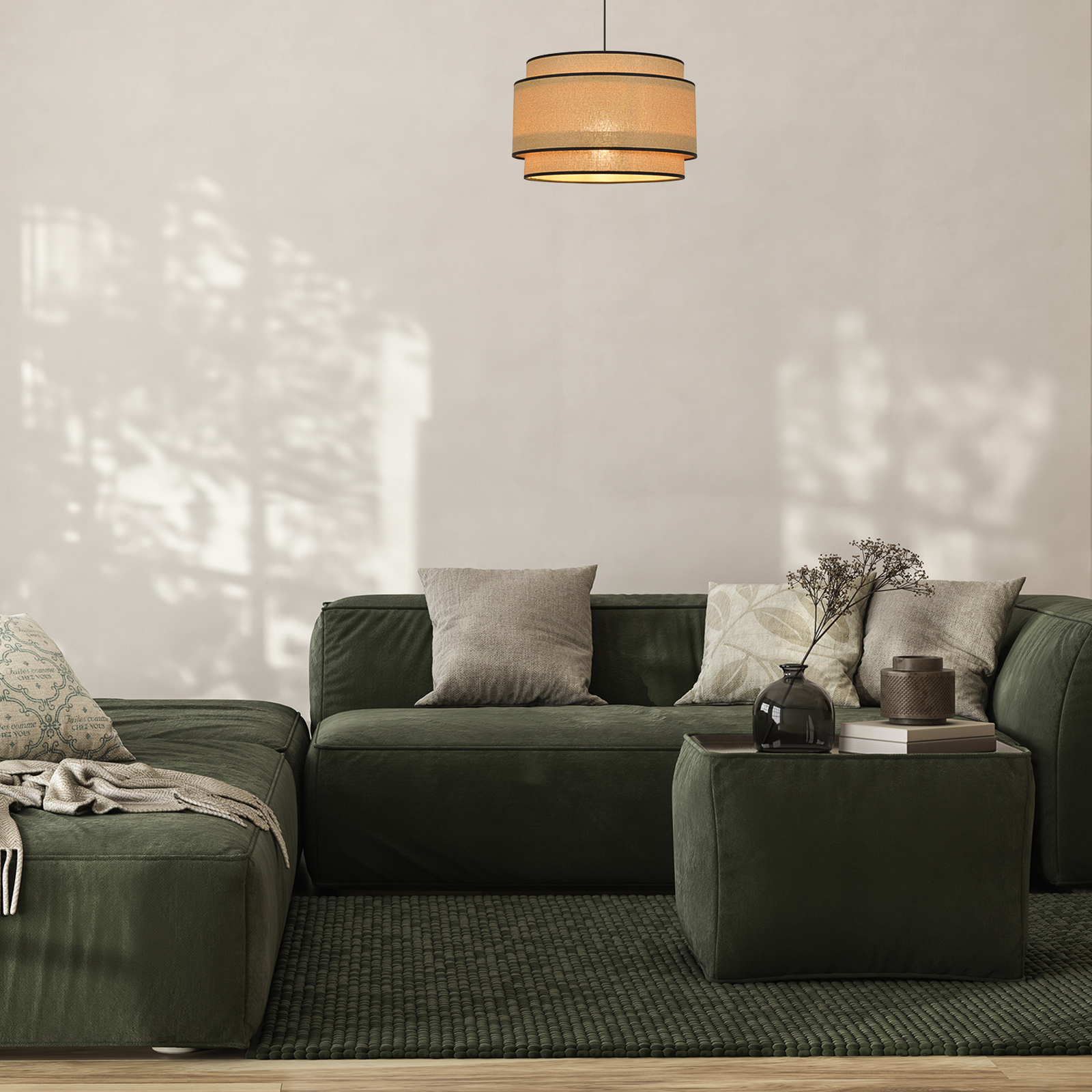 Lampa wisząca Milo, kolor jamajski/czarny, Ø 38 cm, papier/metal