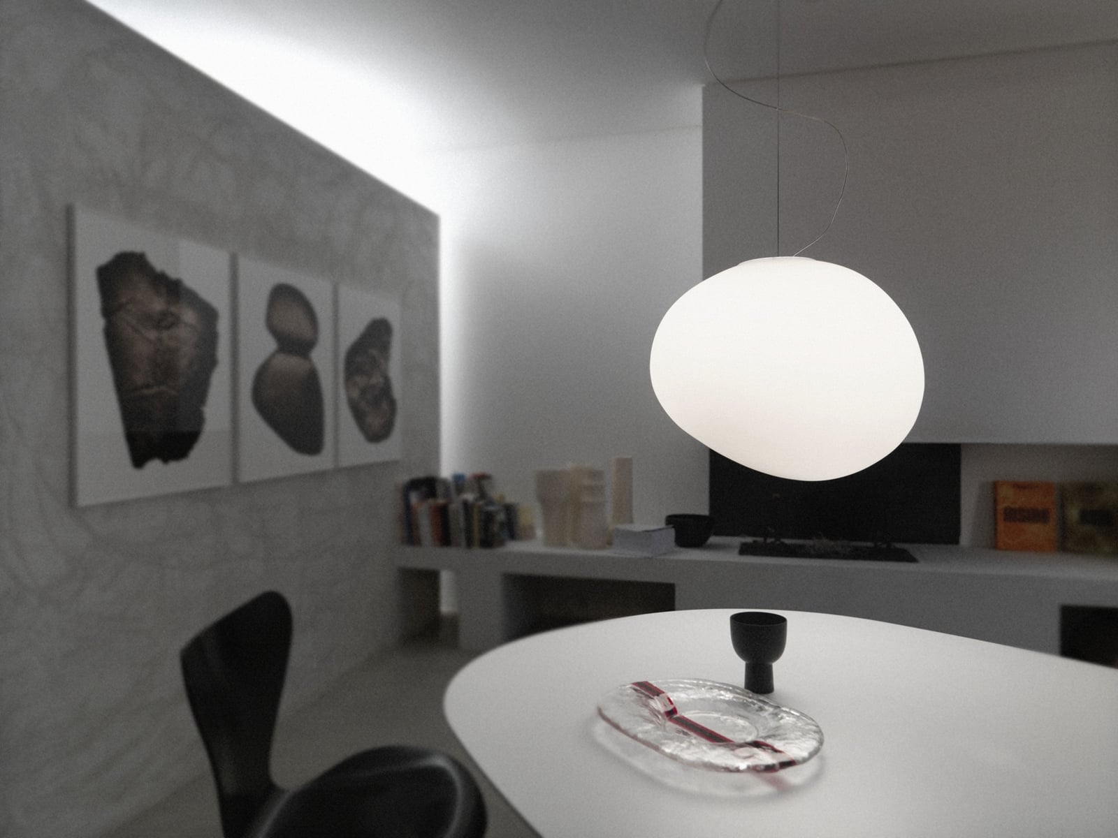 Suspension Foscarini Gregg Medium, blanche, hauteur 26 cm