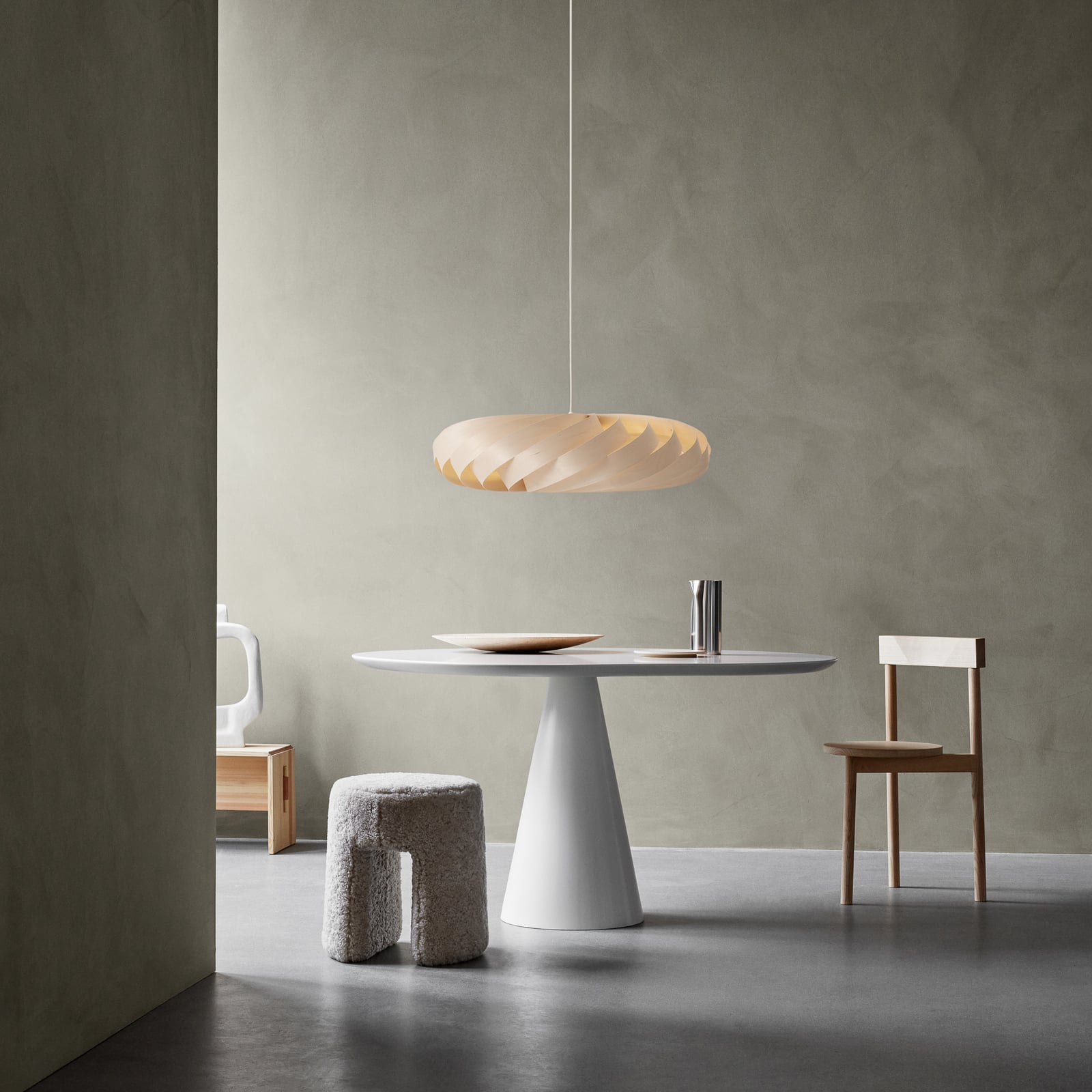 Lampada a sospensione Tom Rossau TR5, Ø 80 cm, colore naturale, legno di betulla