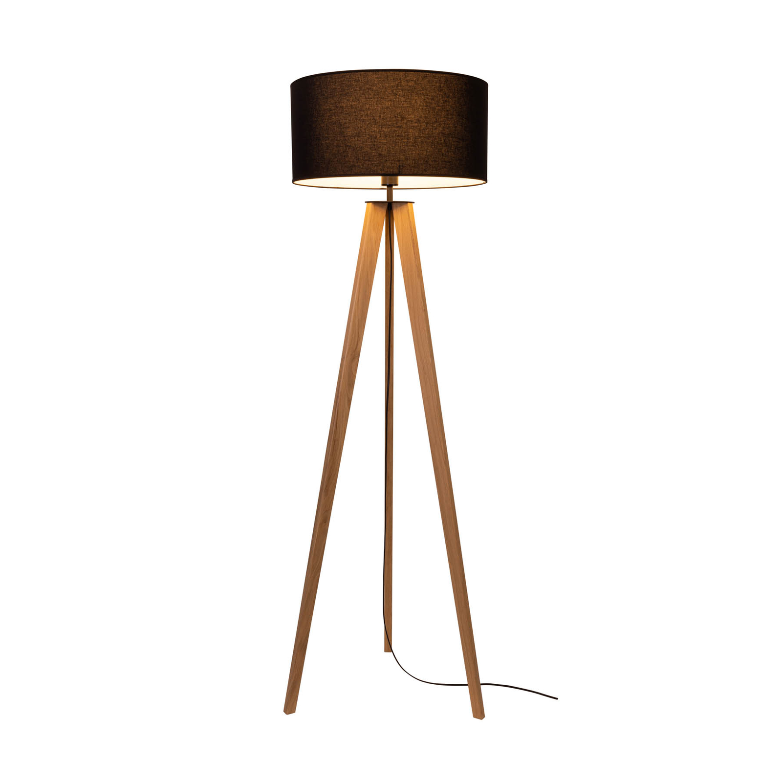 Lampadaire Maira, trépied, chêne huilé, noir