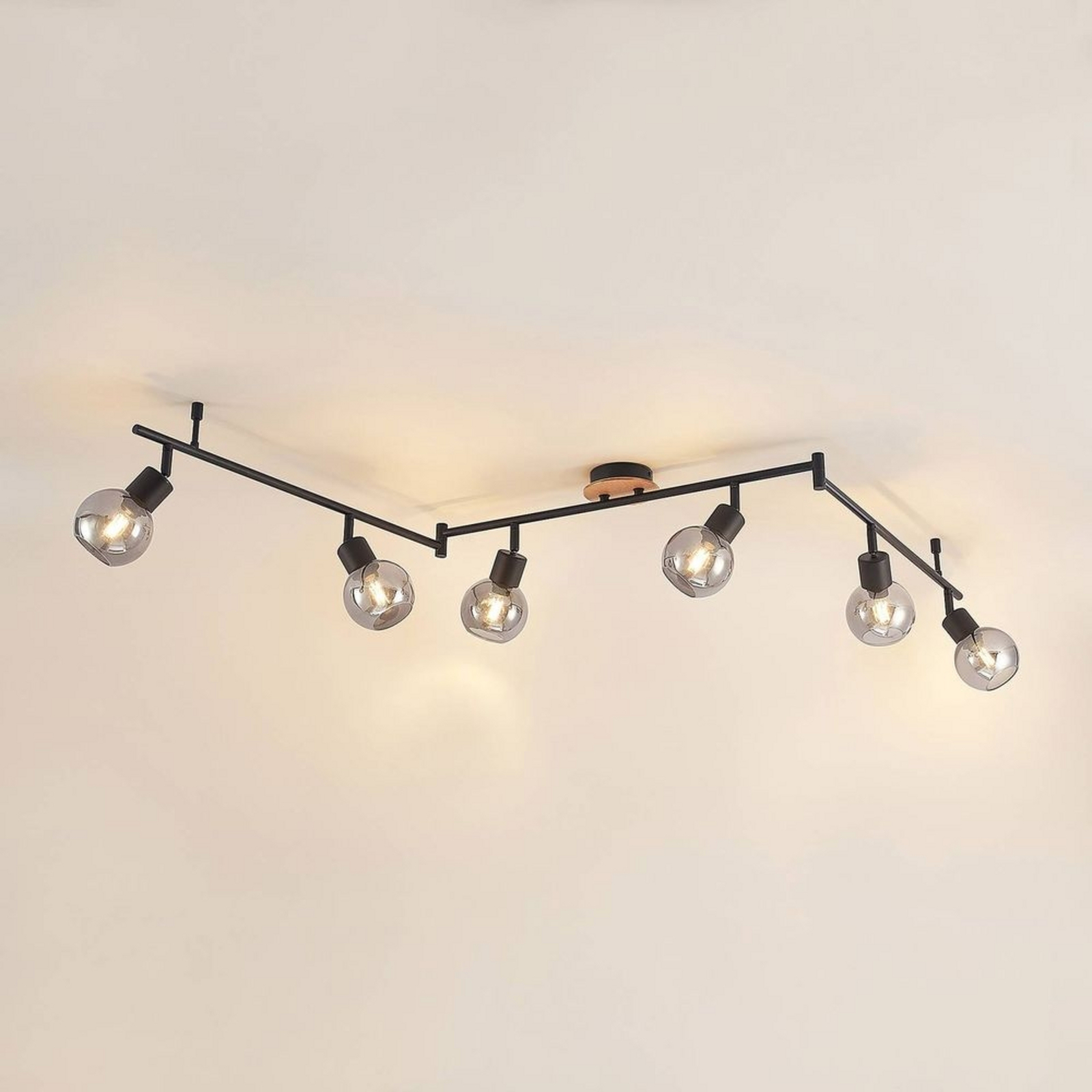 EOL - Eridia 6 Loftlampe Black/Wood - Lindby
