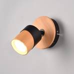 Aruni wall spotlight made of wood, 1-bulb, black