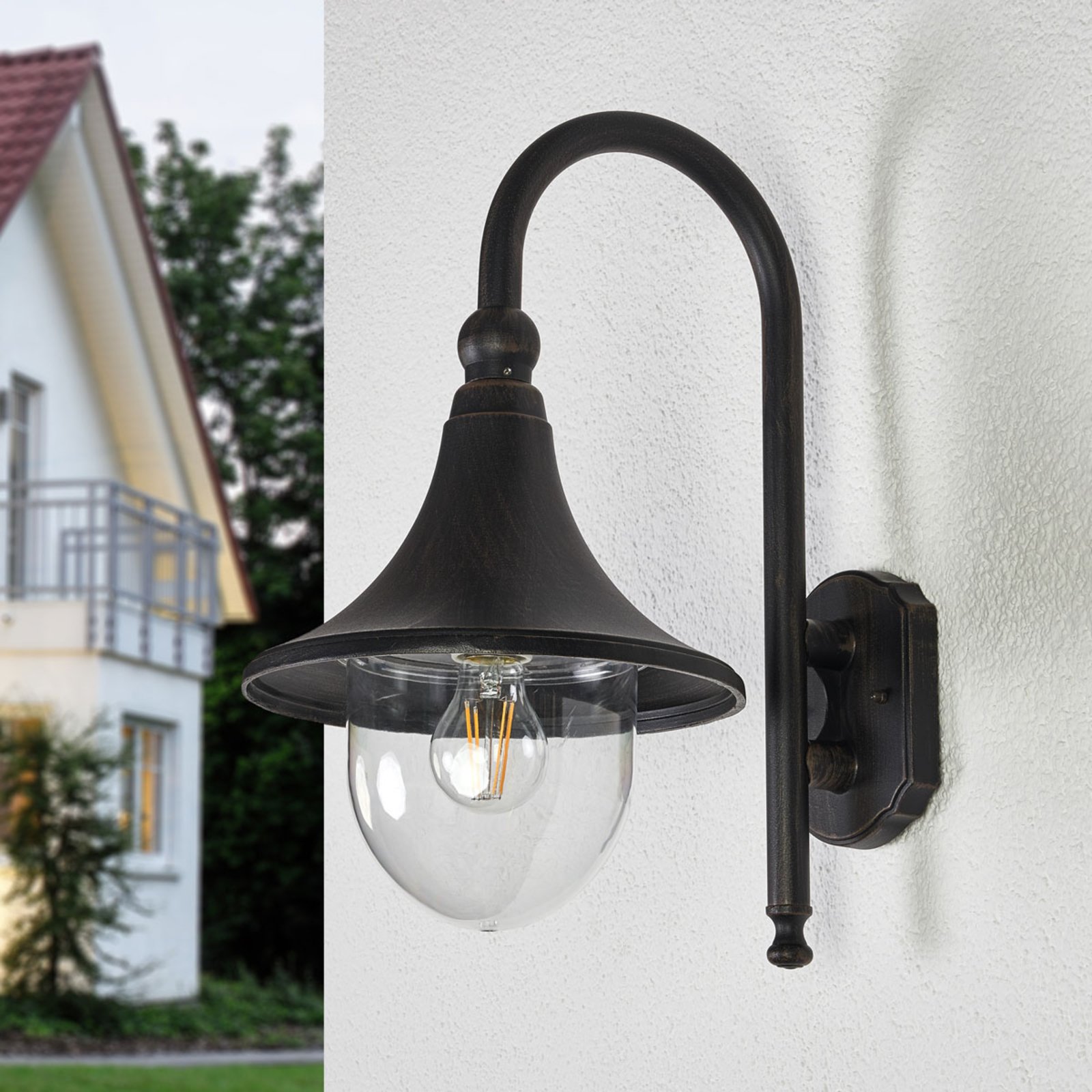Daphne Outdoor Wall Lamp Antique Black - Lindby