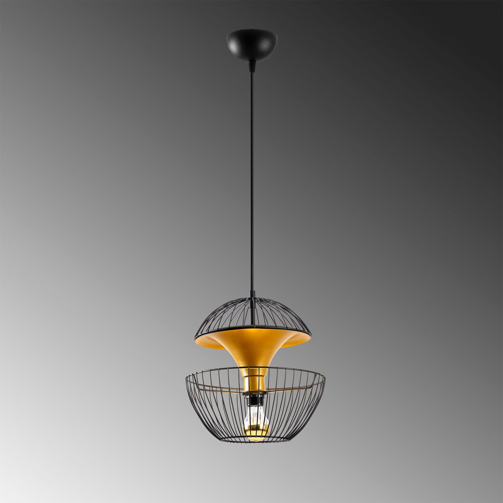 Hanglamp Telmander 11440, zwart/goud, metaal, Ø 30 cm