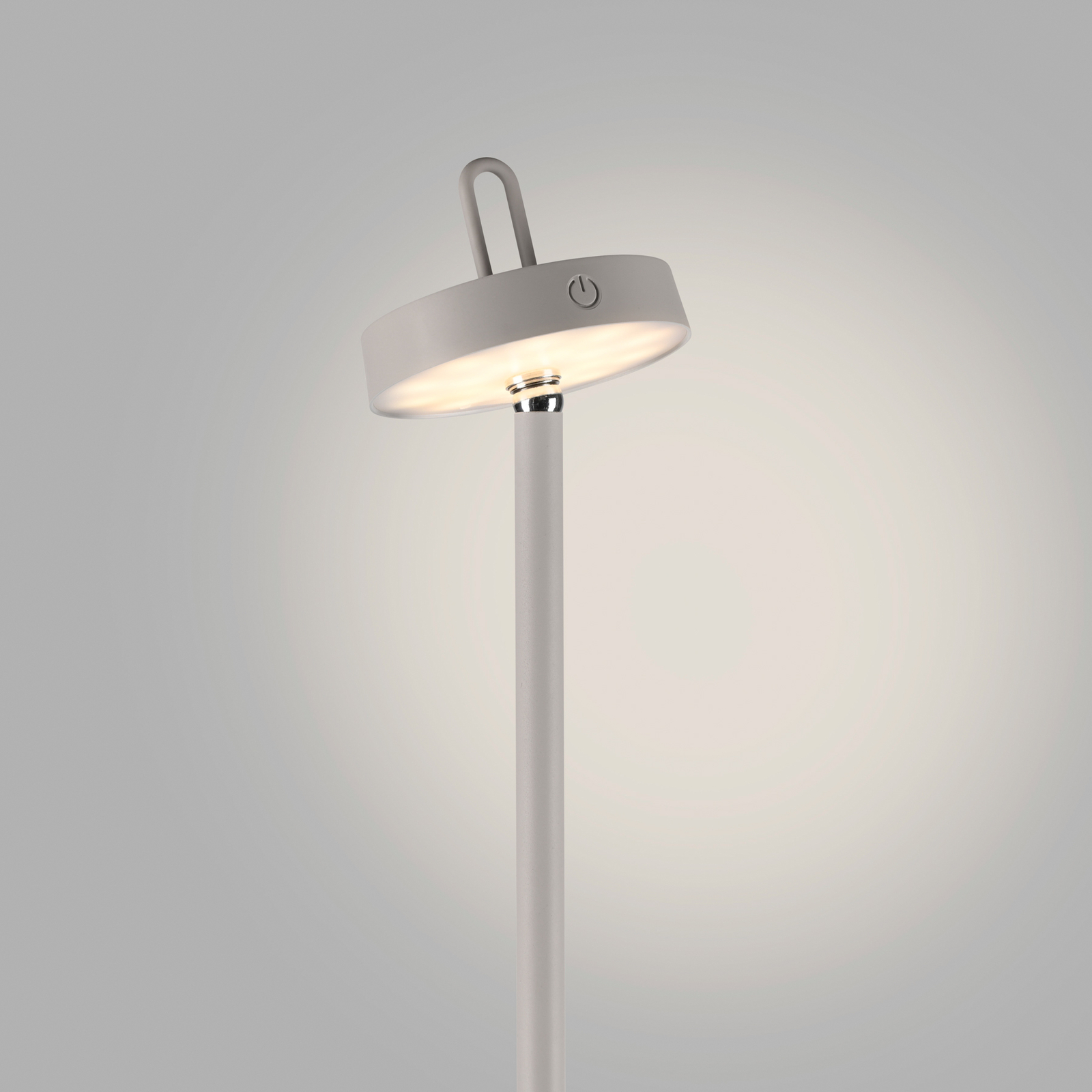 JUST LIGHT. Nabíjecí stojací lampa Amag LED, šedobéžová žehlička IP44