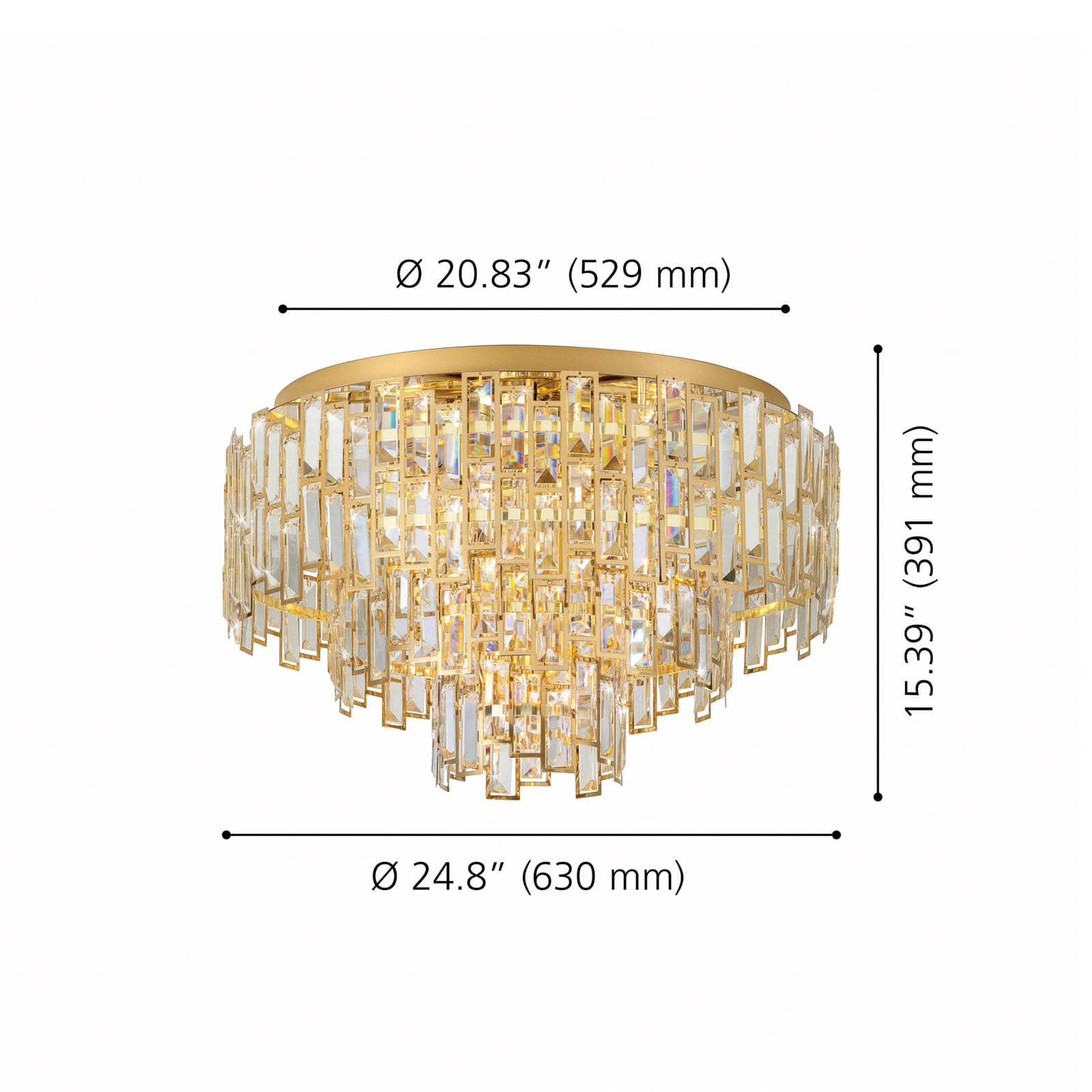 Luster Stars of Light Calmeilles, mesing, Ø 63 cm, staklo