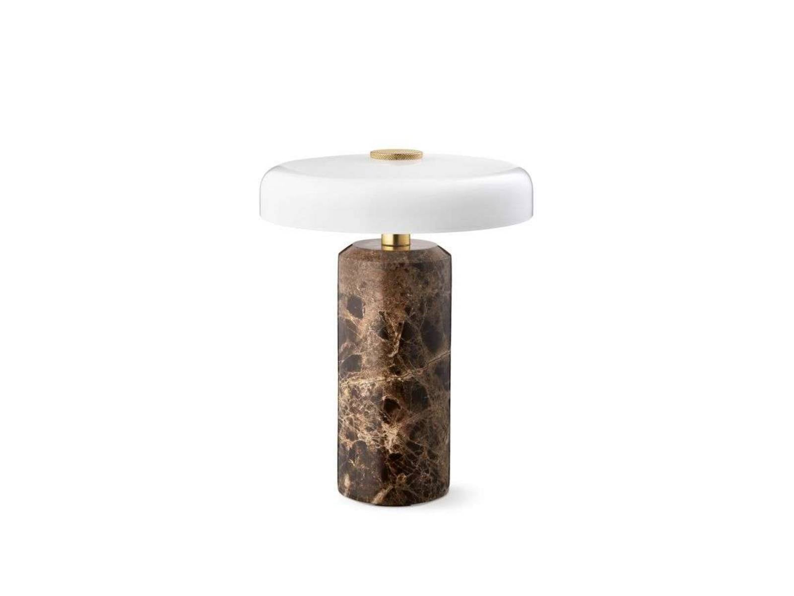 DESIGN BY US Lampe de table LED rechargeable Trip, marron / blanc, marbre, verre, IP44