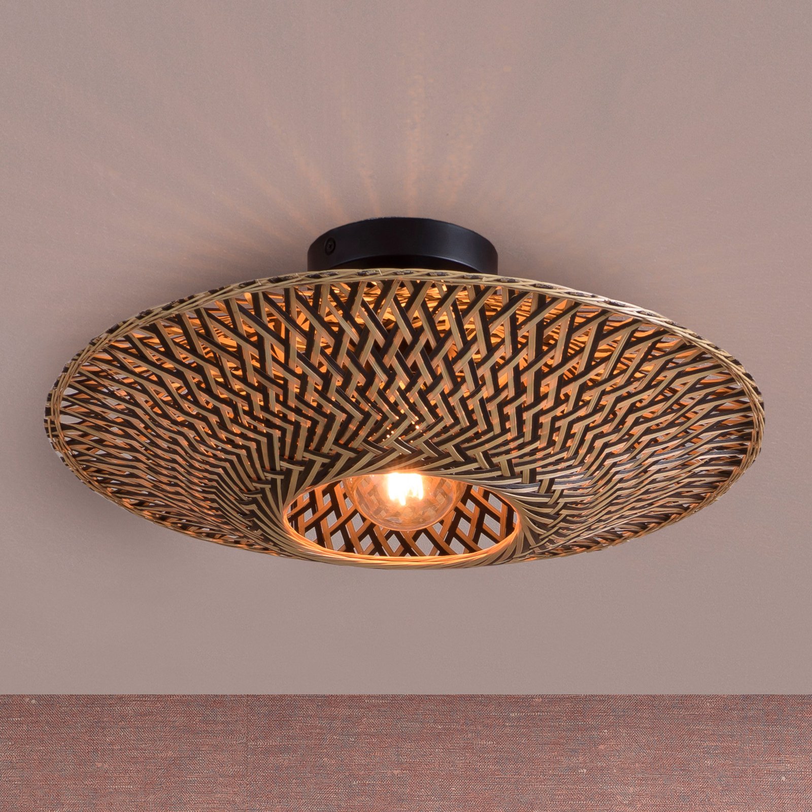 GOOD & MOJO Bali ceiling light, bamboo, black/nature
