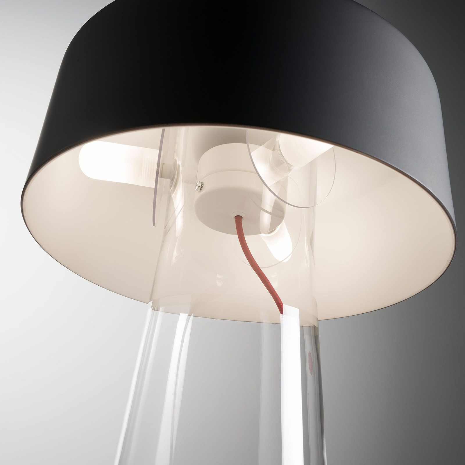 Prandina Glam table lamp, 36 cm, clear/black