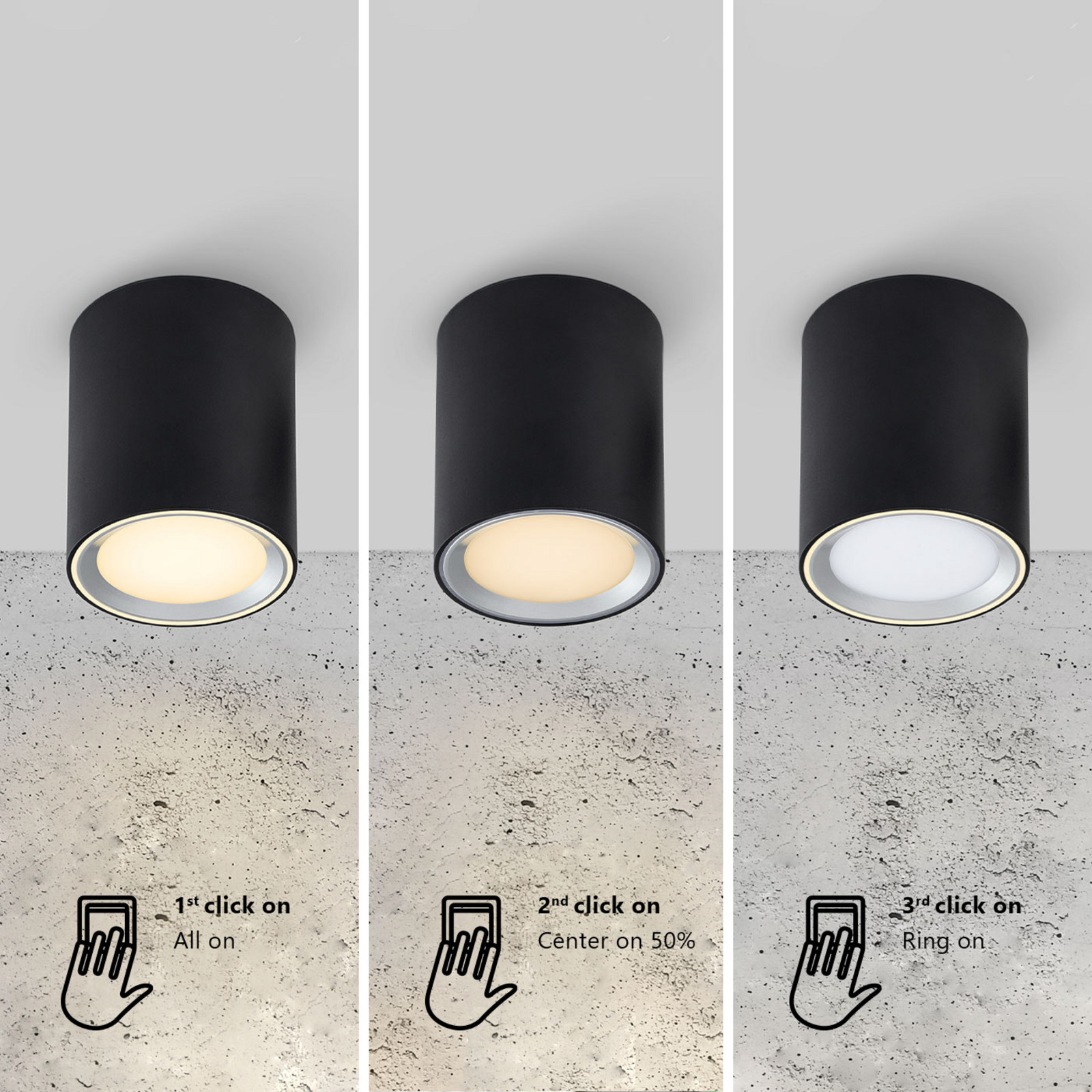 Nordlux Spot LED Fallon long dimabil 3 trepte negru/oțel - Camera de zi / sufragerie - Metal