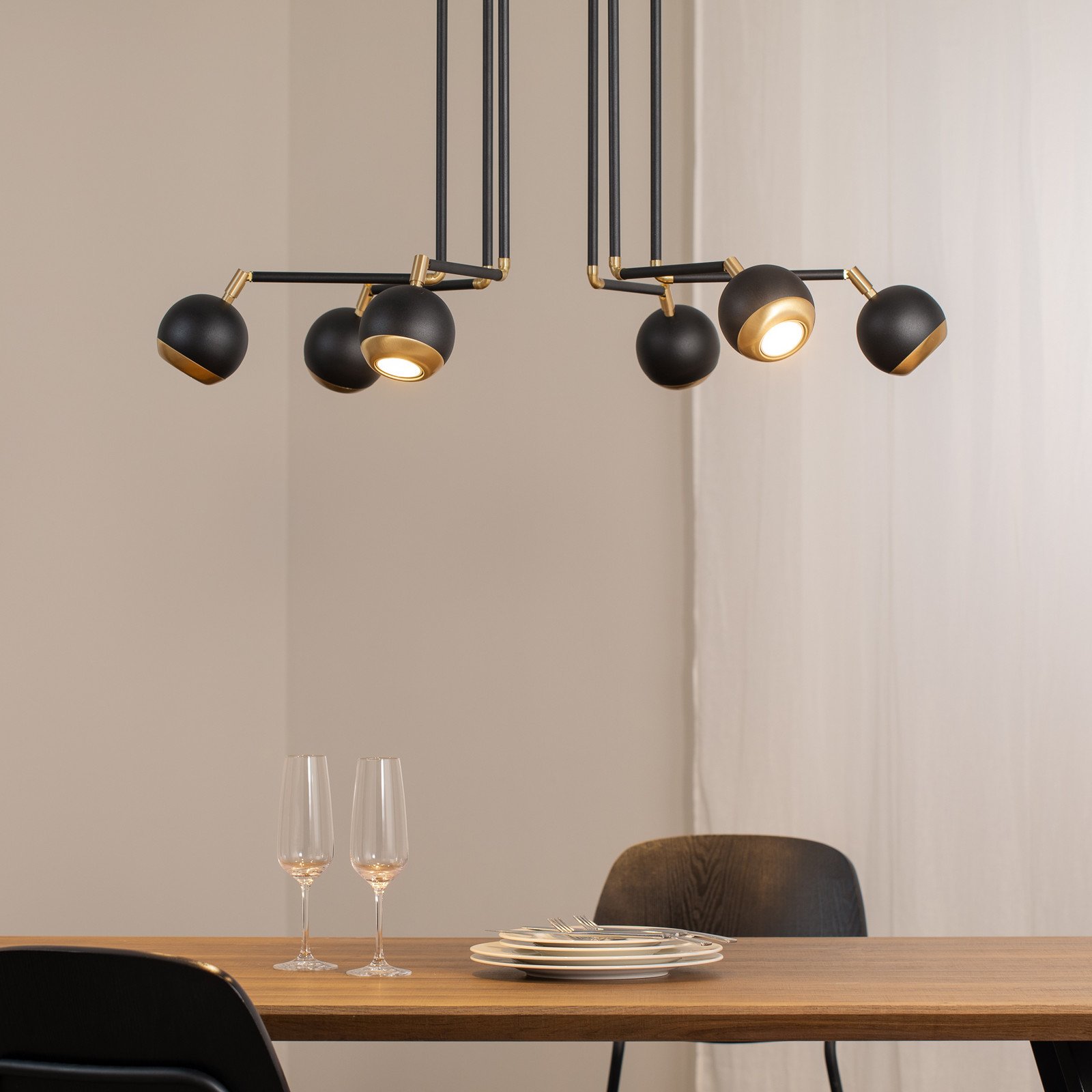 Jupiter Lampă suspendată Vilar negru metal 6 becuri GU10 - Camera de zi / sufragerie - modern - negru / aur
